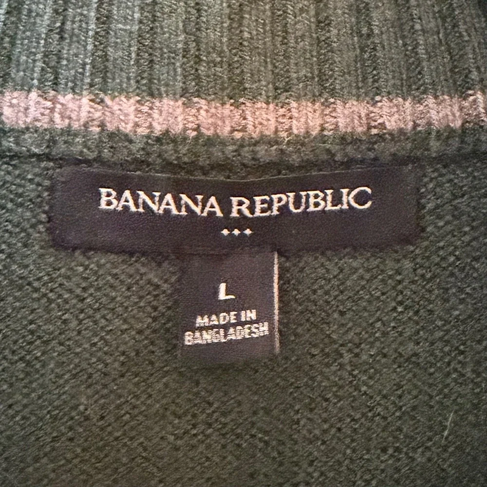 Banana Republic Mens Forest Green Cotton Wool Blend Mock Neck Button‎ Sweater L